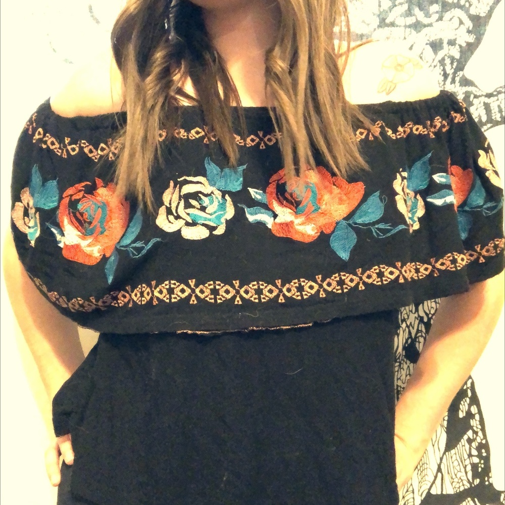 Off the Shoulder Embroidered Top